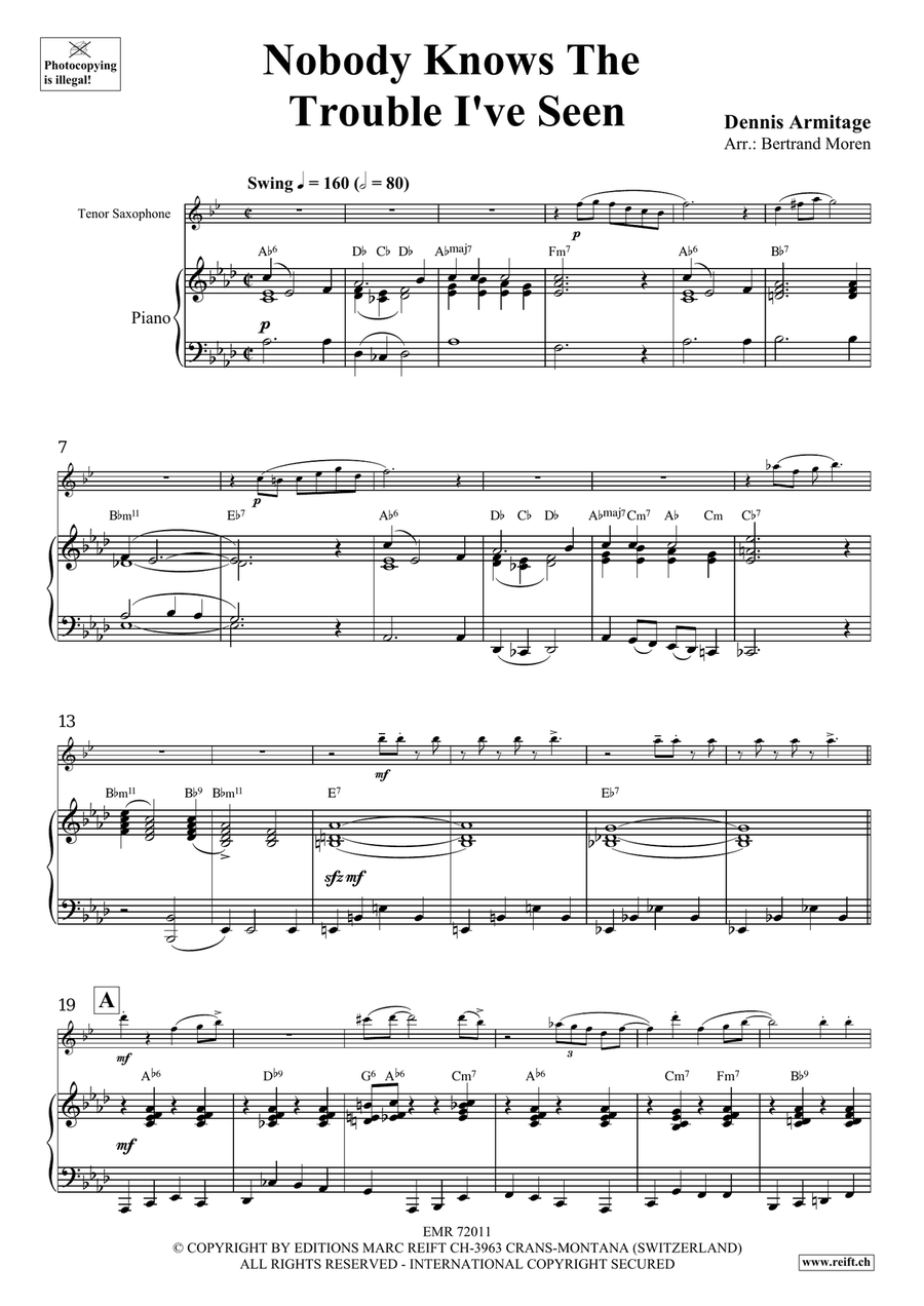 Nobody Knows The Trouble I've Seen Tenor Saxophone scores gallery preview page 5