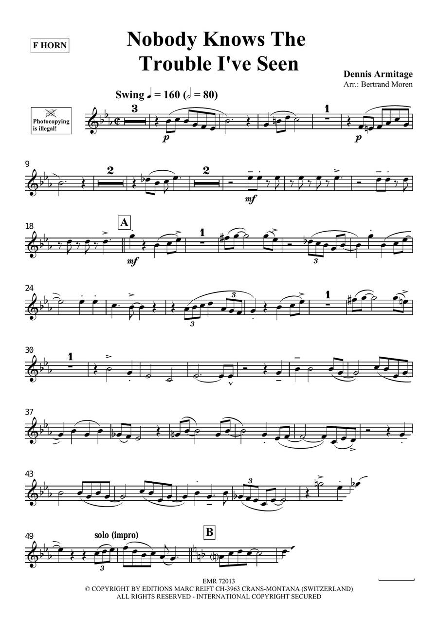 Nobody Knows The Trouble I've Seen Horn scores gallery preview page 4