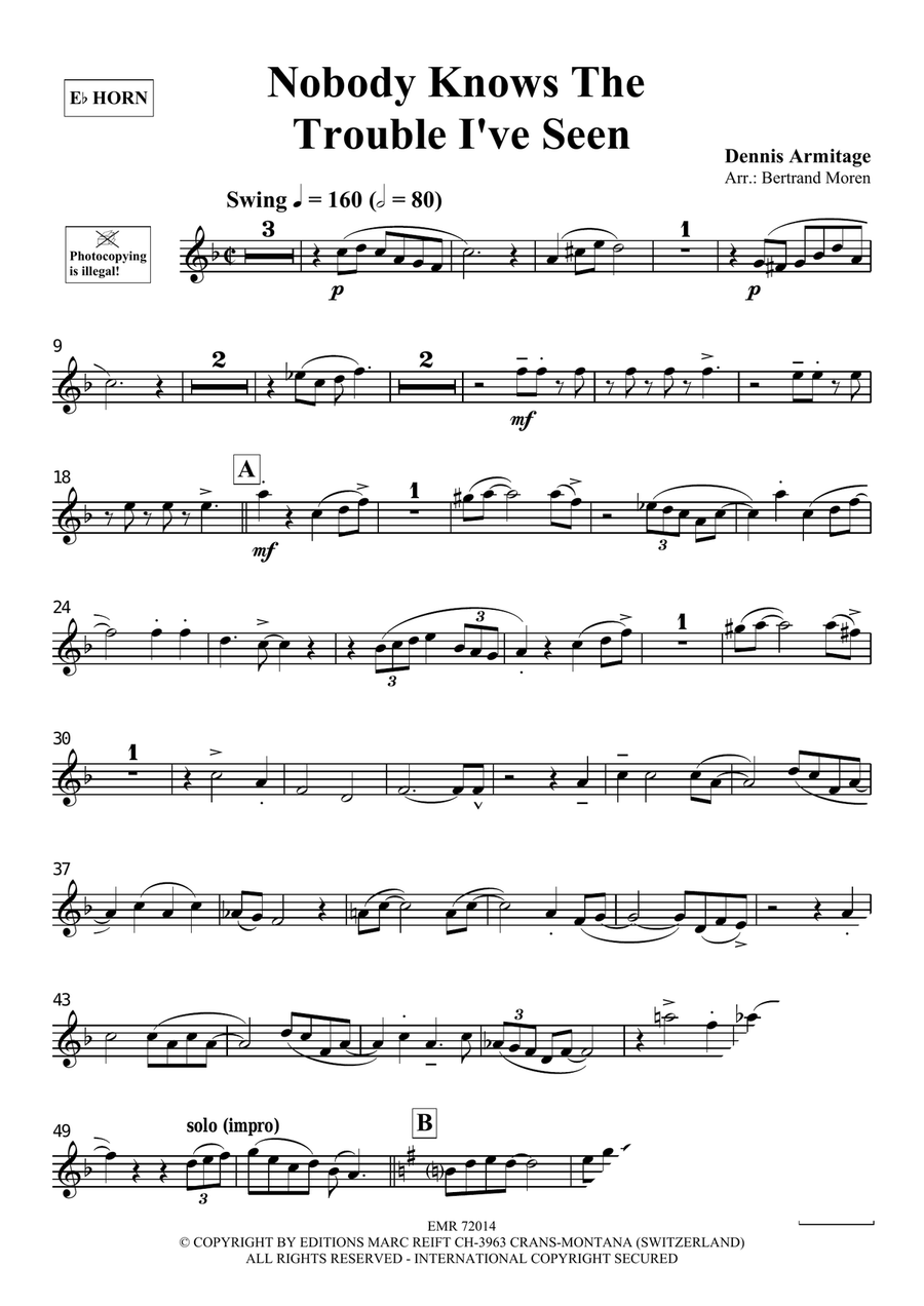 Nobody Knows The Trouble I've Seen Horn scores gallery preview page 4