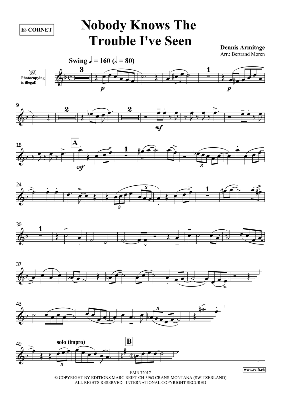 Nobody Knows The Trouble I've Seen Cornet scores gallery preview page 4