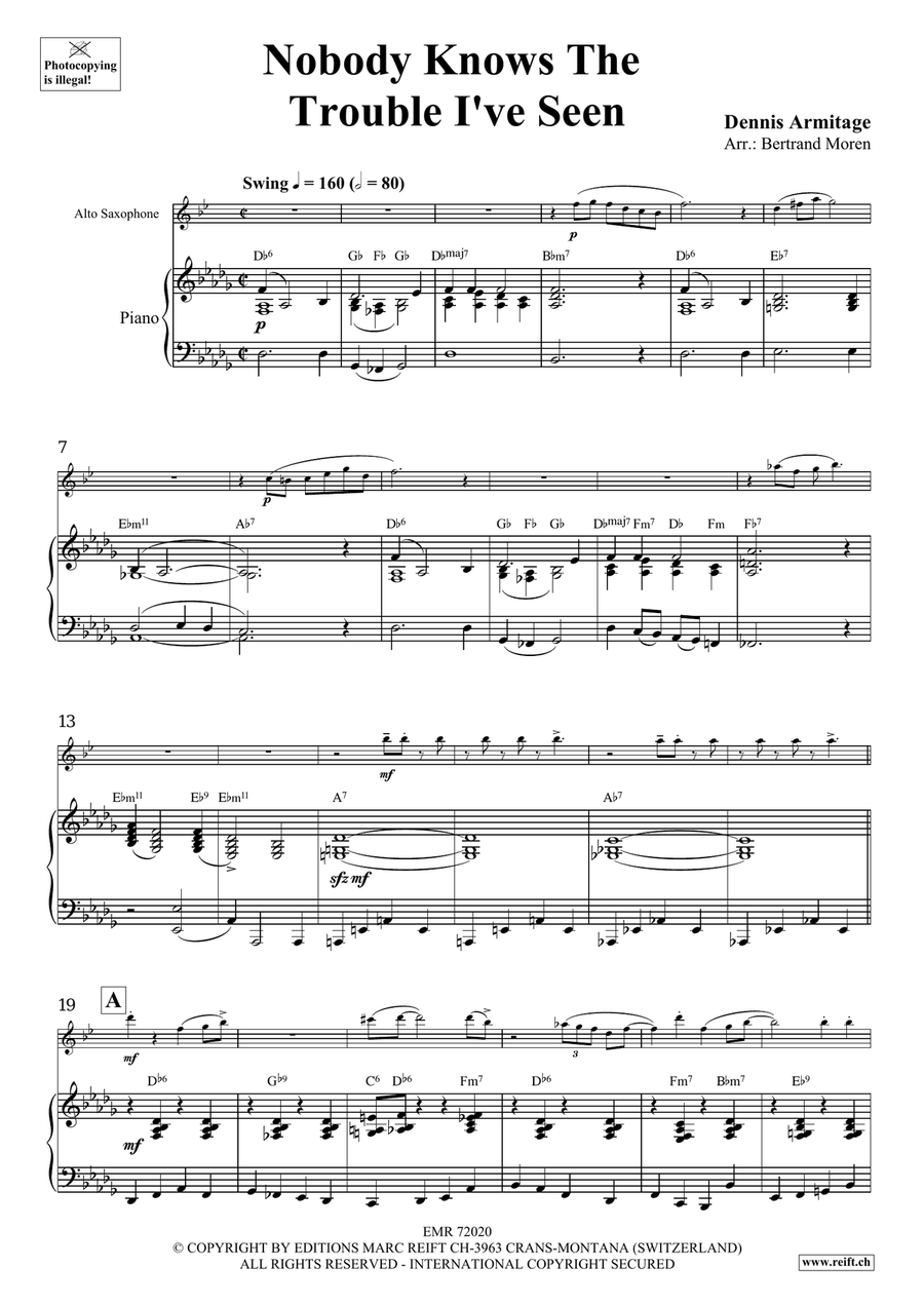 Nobody Knows The Trouble I've Seen Alto Saxophone scores gallery preview page 5