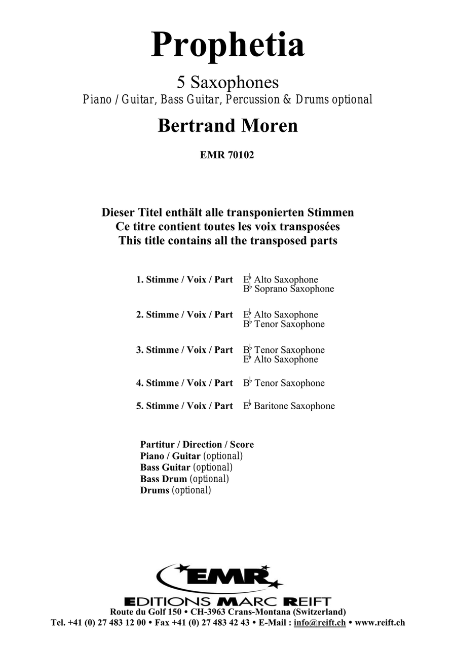 Prophetia Prophetia Saxophone Quintet scores gallery preview page 2