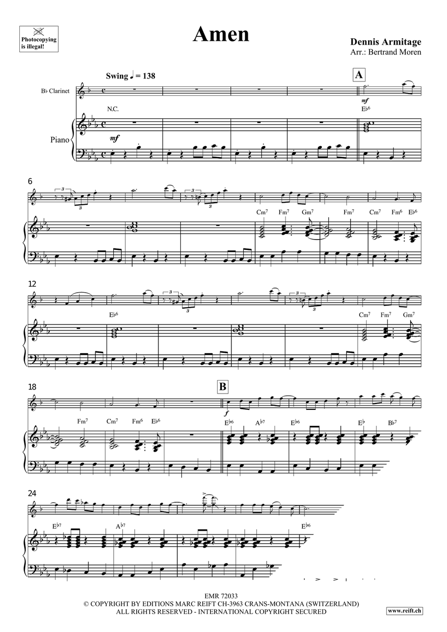 Amen Amen Clarinet Solo scores gallery preview page 4