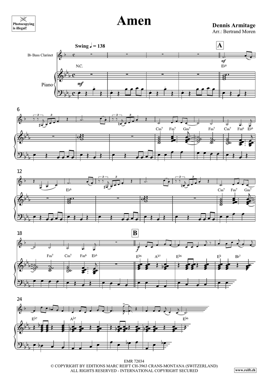 Amen Amen Bass Clarinet scores gallery preview page 4