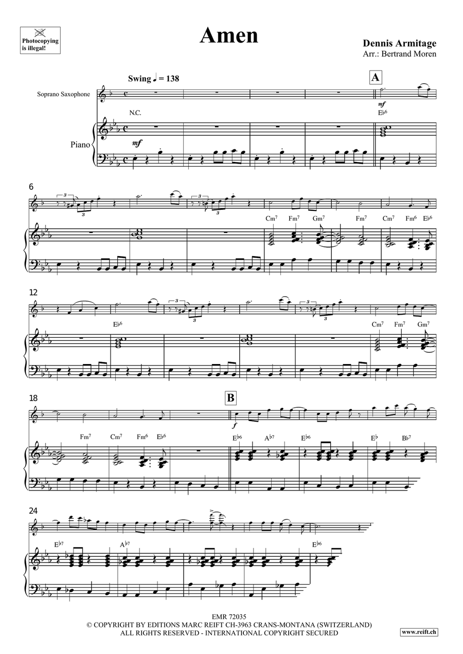 Amen Amen Soprano Saxophone scores gallery preview page 4