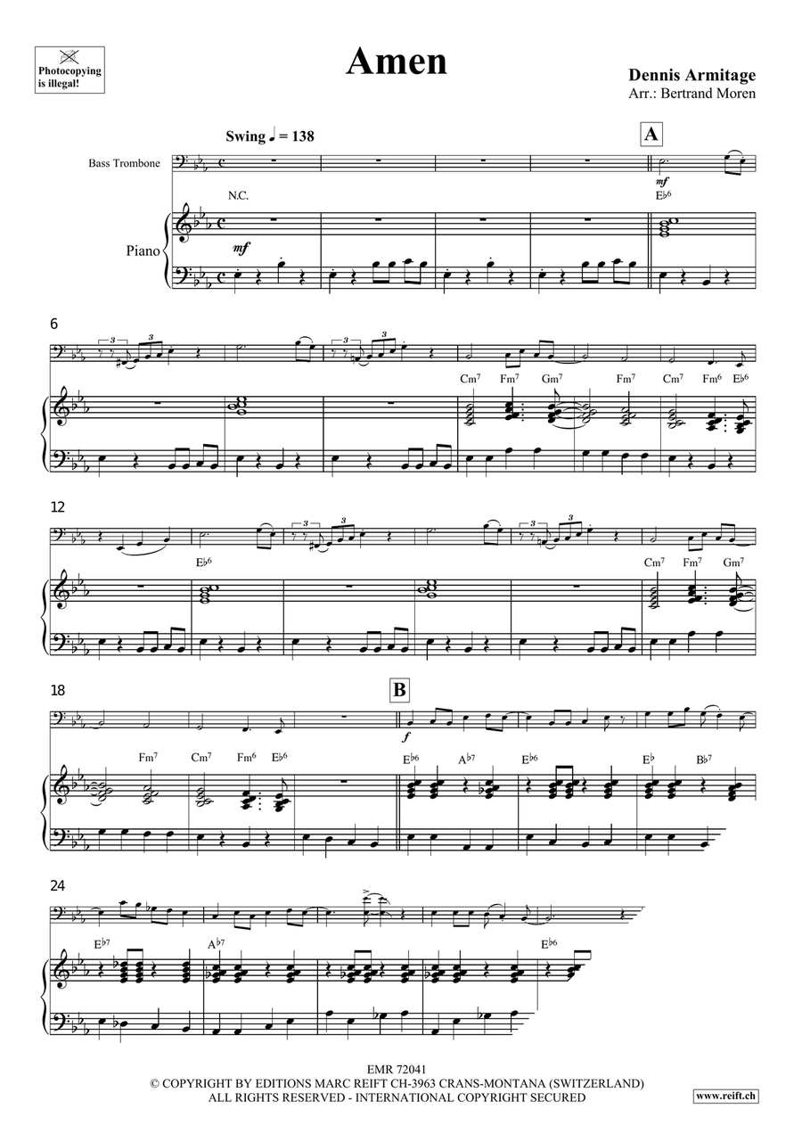 Amen Amen Bass Trombone scores gallery preview page 4