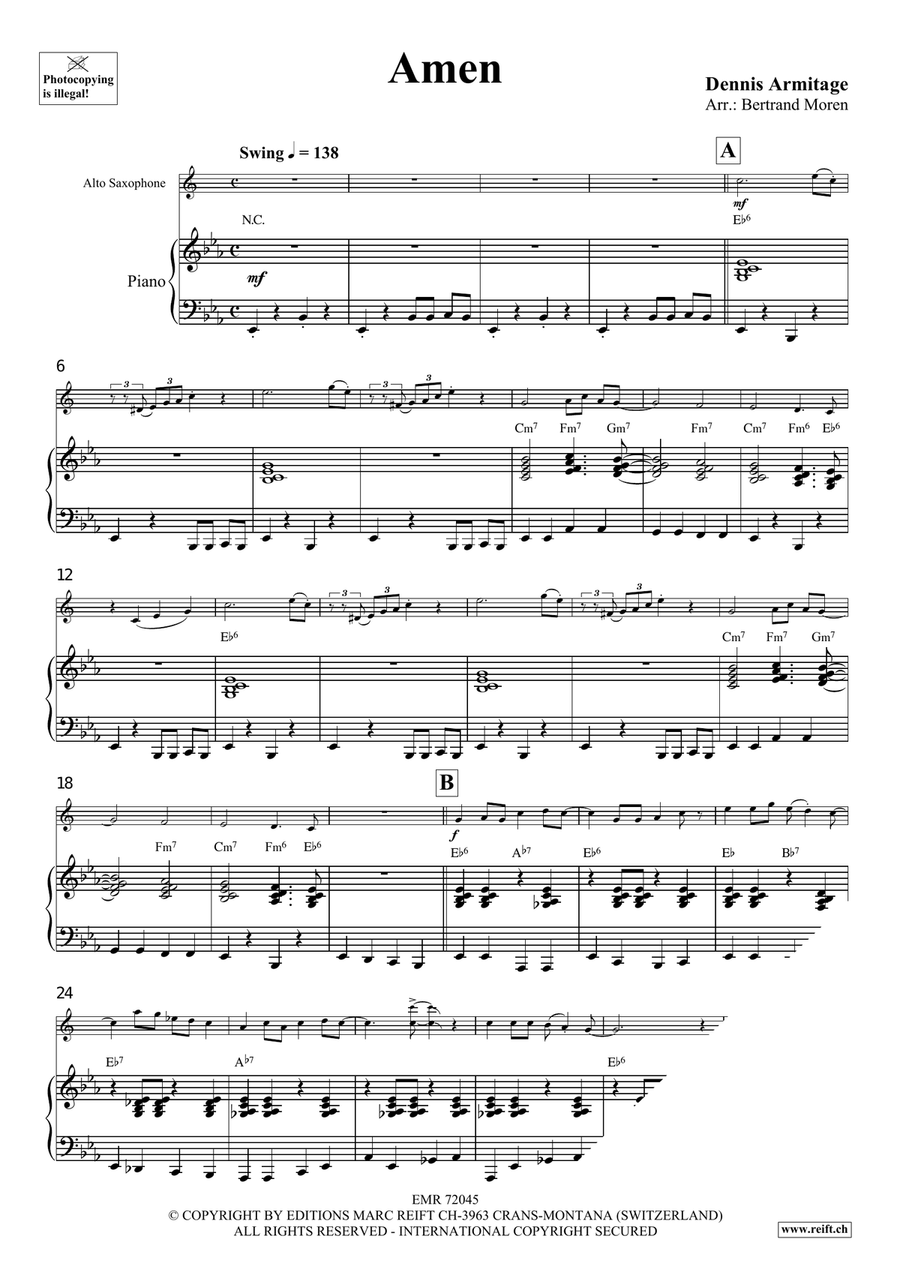 Amen Amen Alto Saxophone scores gallery preview page 4