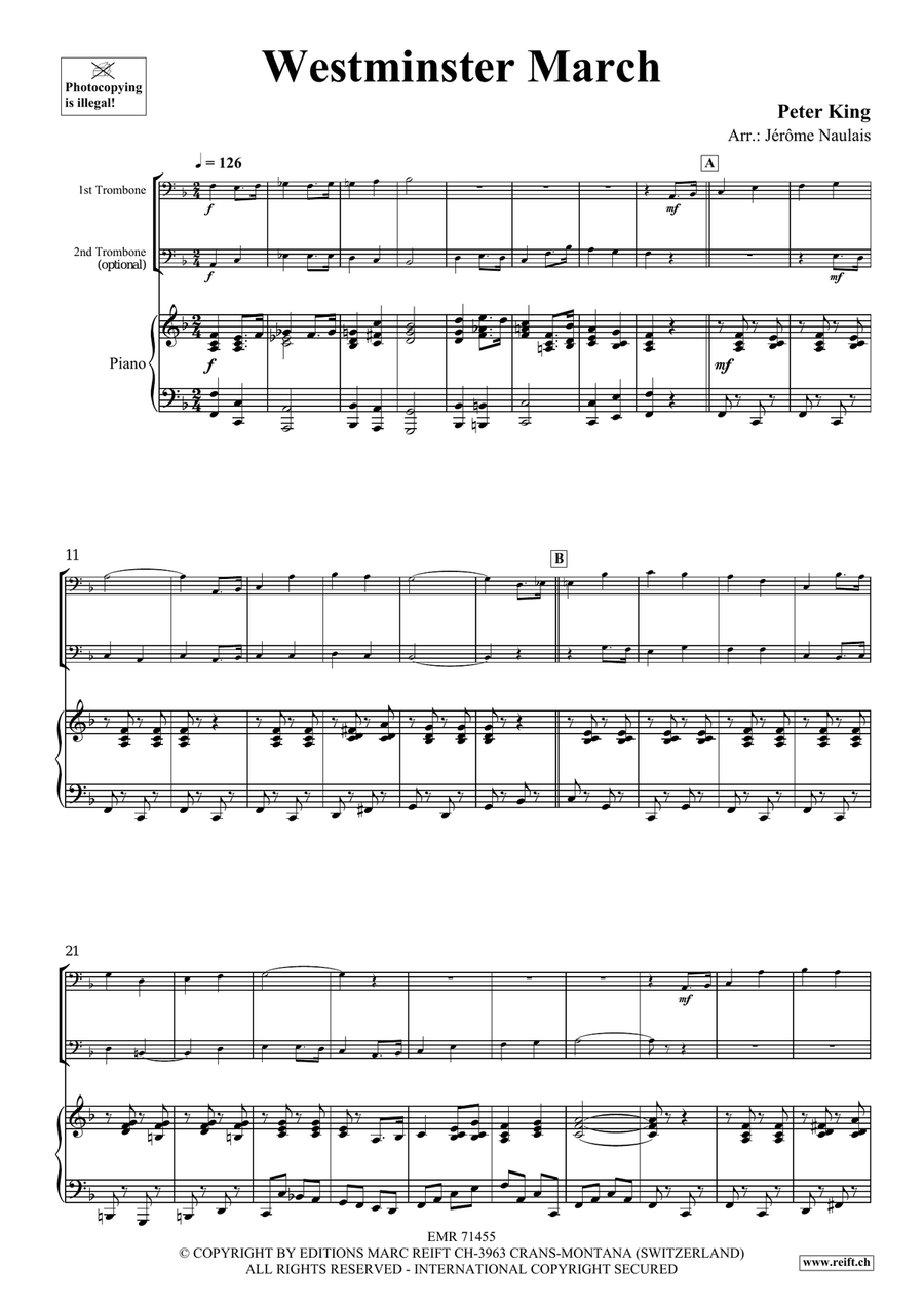 Westminster March Westminster March Trombone Duet scores gallery preview page 3