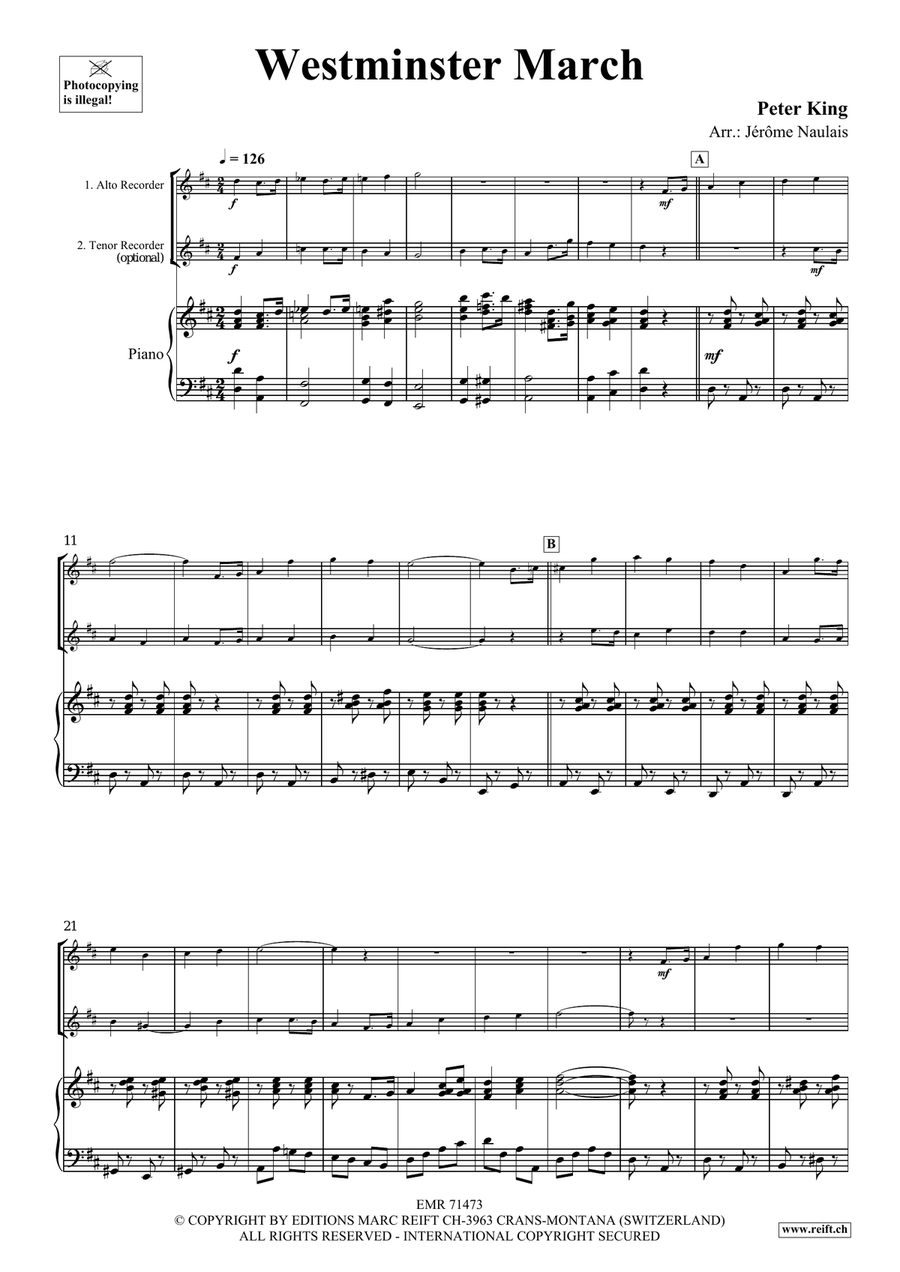 Westminster March Westminster March Alto Recorder scores gallery preview page 3