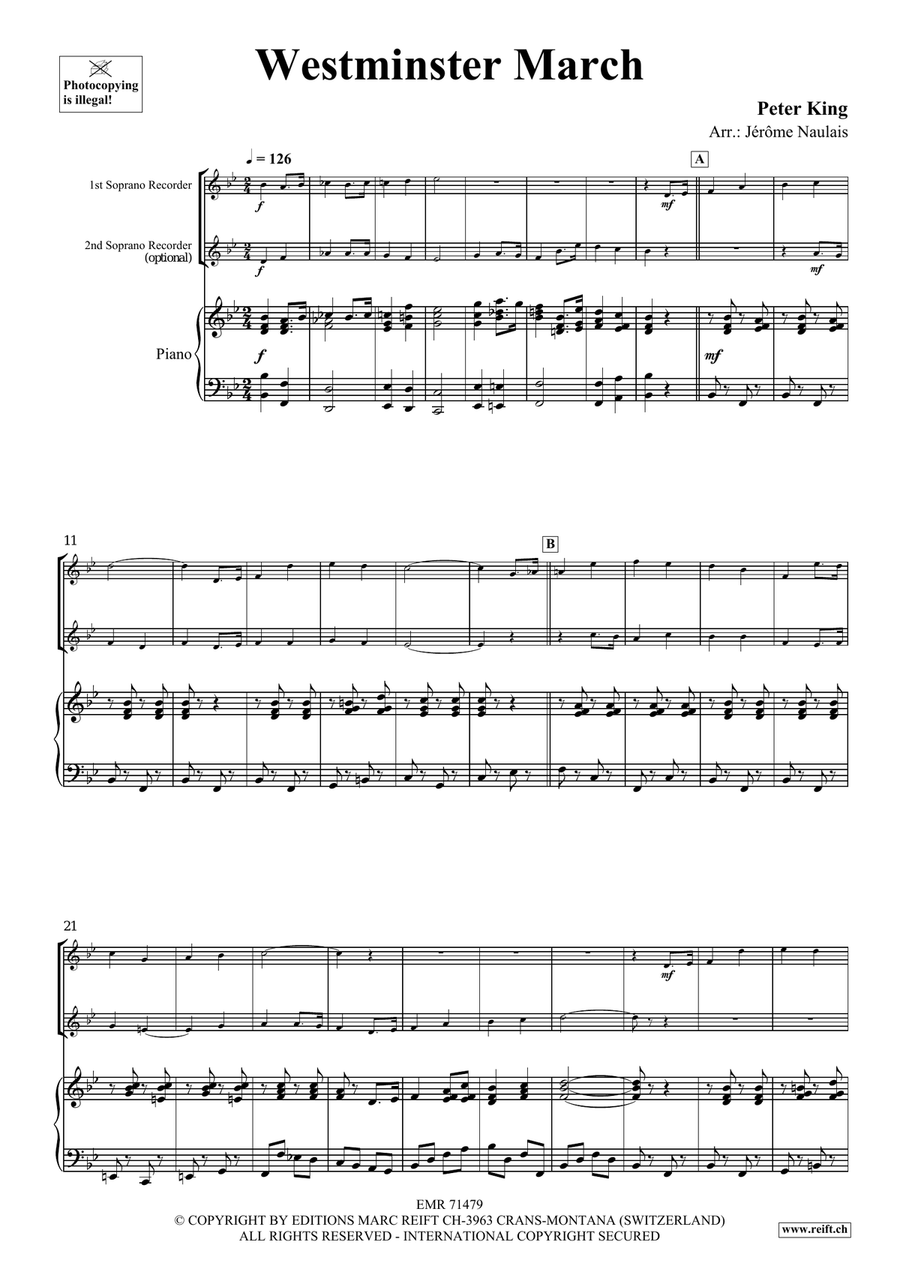 Westminster March Westminster March Soprano Recorder scores gallery preview page 3