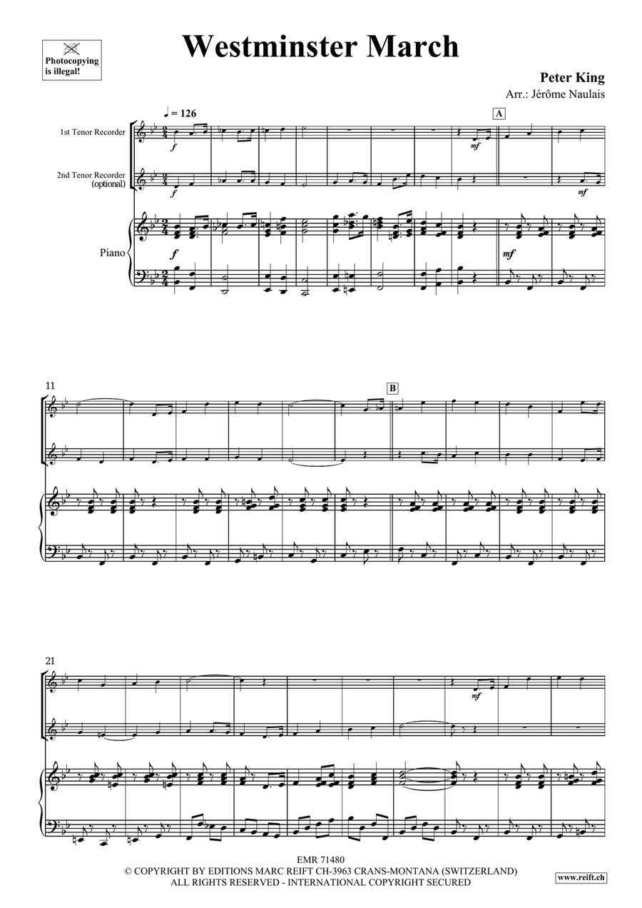 Westminster March Westminster March Tenor Recorder scores gallery preview page 3