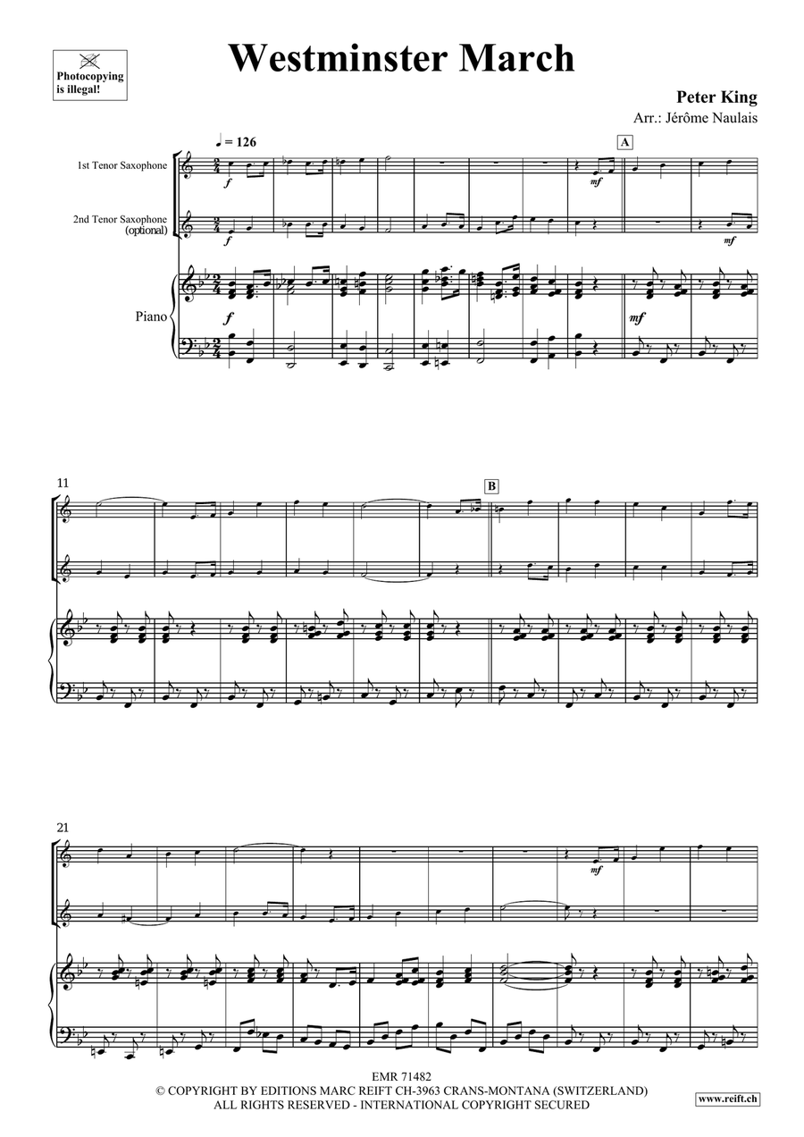 Westminster March Westminster March Tenor Saxophone scores gallery preview page 3