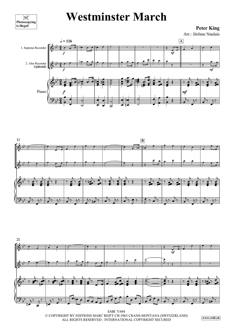 Westminster March Westminster March Soprano Recorder scores gallery preview page 3