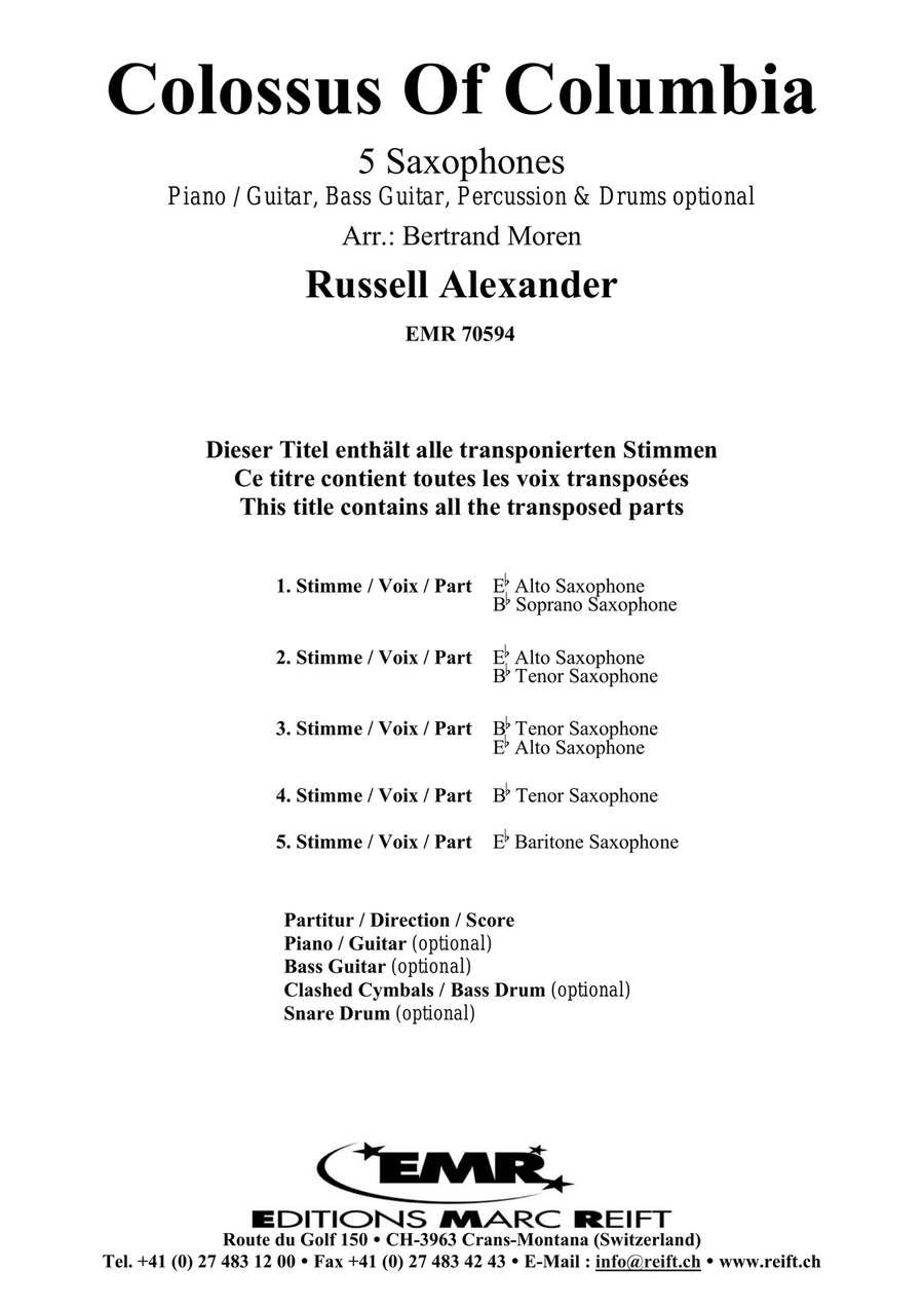 Colossus Of Columbia Colossus Of Columbia Saxophone Quintet scores gallery preview page 2