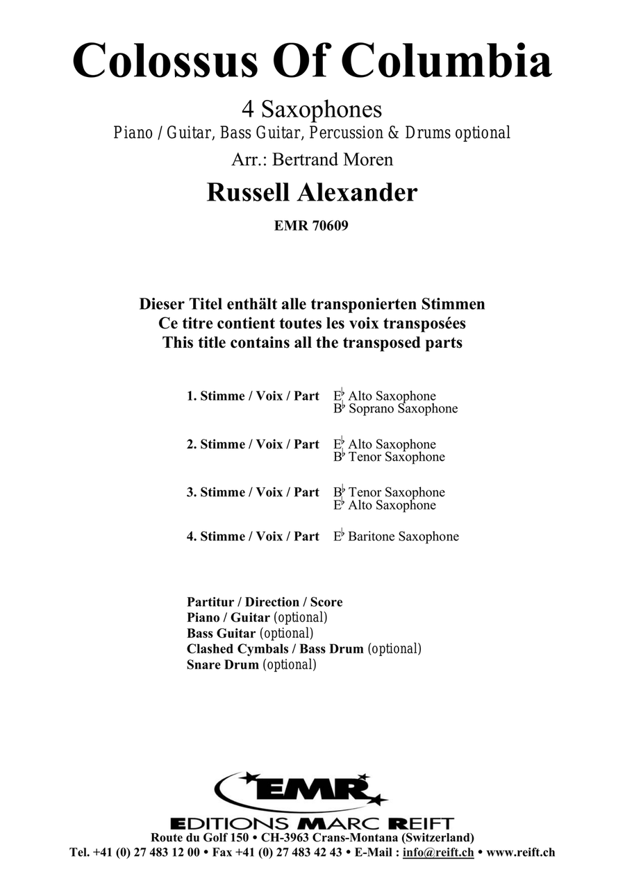 Colossus Of Columbia Colossus Of Columbia Saxophone Quartet scores gallery preview page 2