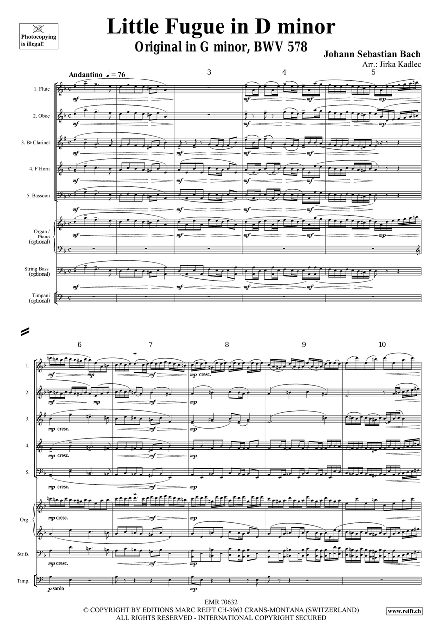Little Fugue in D minor Little Fugue in D minor Woodwind Quintet scores gallery preview page 3