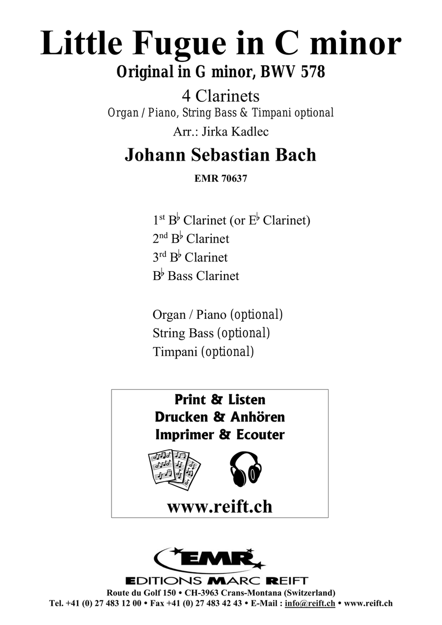 Little Fugue in C minor Little Fugue in C minor Clarinet Quartet scores gallery preview page 2