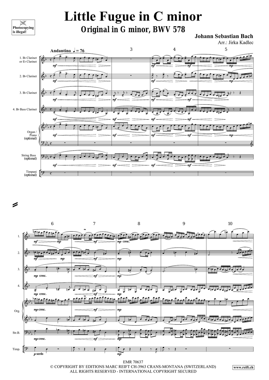 Little Fugue in C minor Little Fugue in C minor Clarinet Quartet scores gallery preview page 3