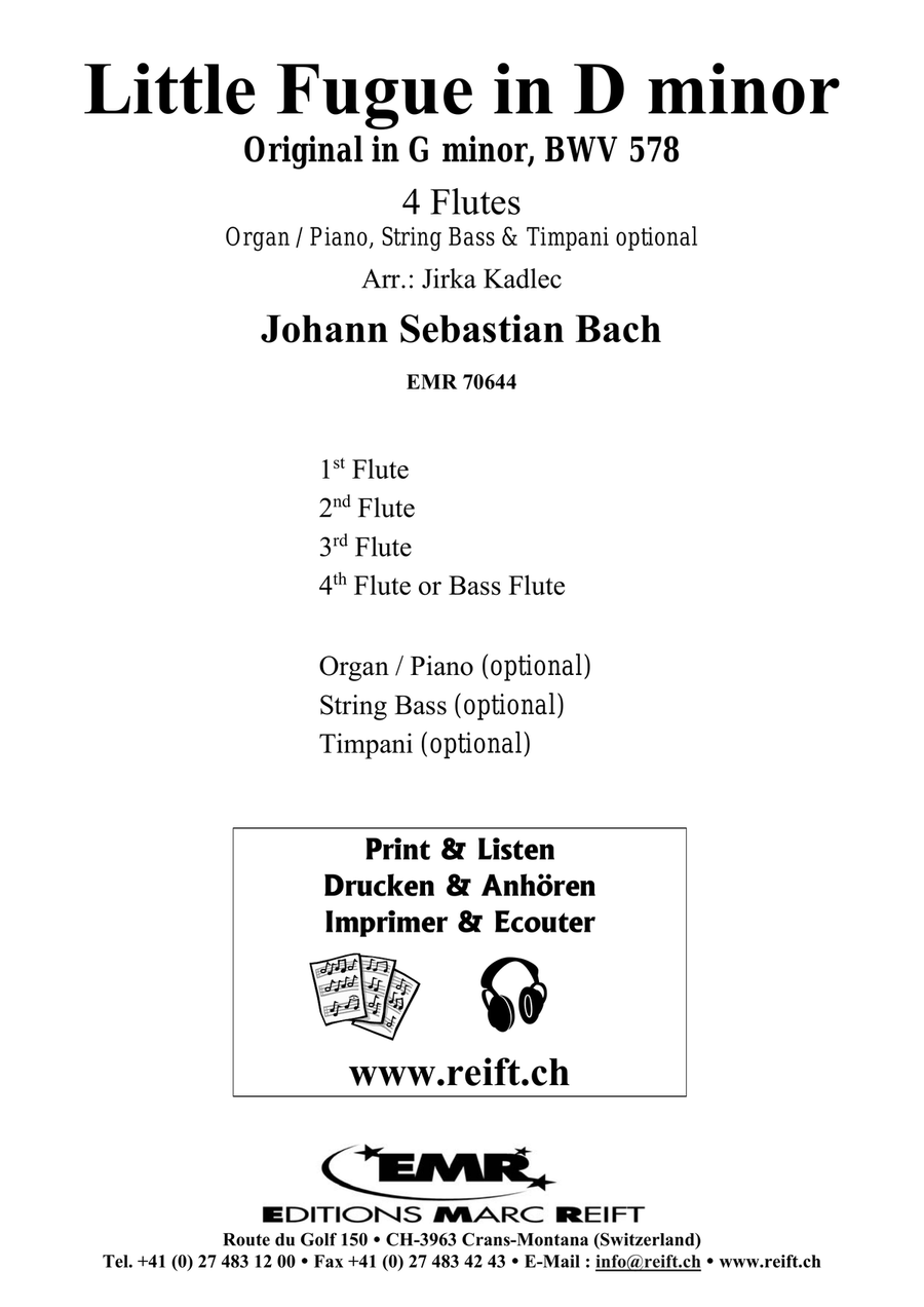 Little Fugue in D minor Little Fugue in D minor Flute Quartet scores gallery preview page 2