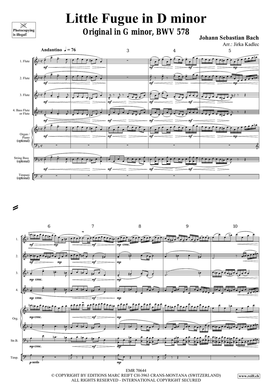 Little Fugue in D minor Little Fugue in D minor Flute Quartet scores gallery preview page 3