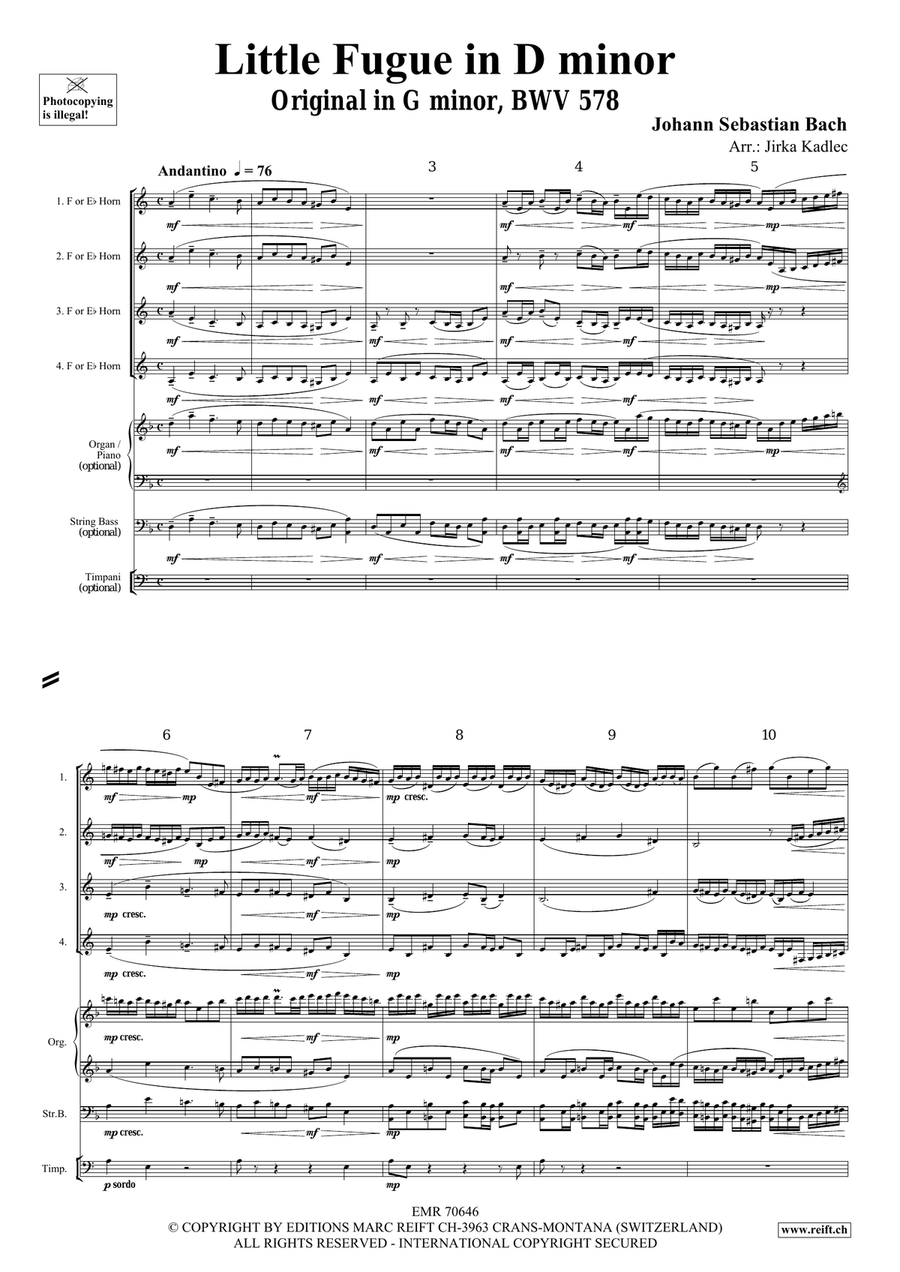 Little Fugue in D minor Little Fugue in D minor Horn scores gallery preview page 3