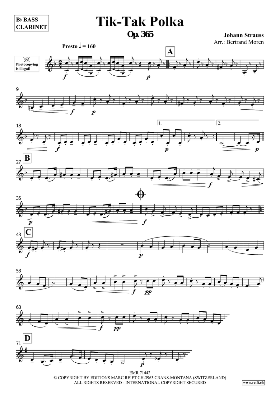 Tik-Tak Polka Tik-Tak Polka Bass Clarinet scores gallery preview page 3