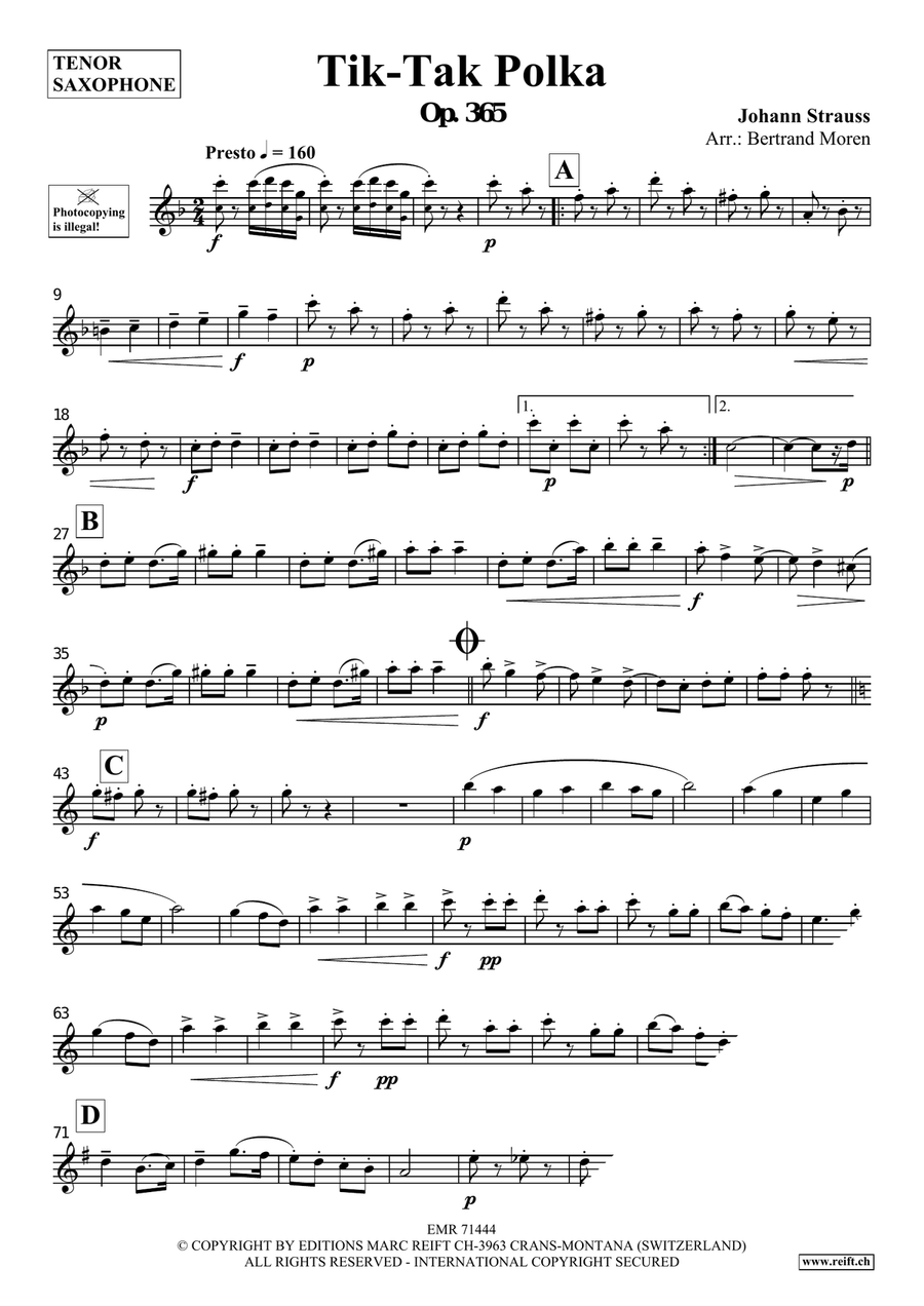 Tik-Tak Polka Tik-Tak Polka Tenor Saxophone scores gallery preview page 3