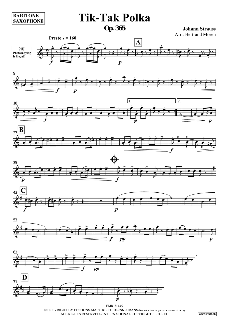 Tik-Tak Polka Tik-Tak Polka Baritone Saxophone scores gallery preview page 3