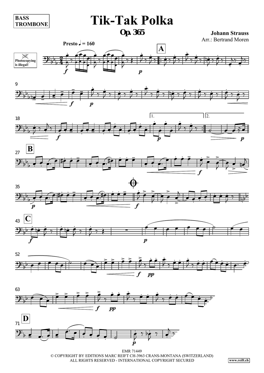Tik-Tak Polka Tik-Tak Polka Bass Trombone scores gallery preview page 3