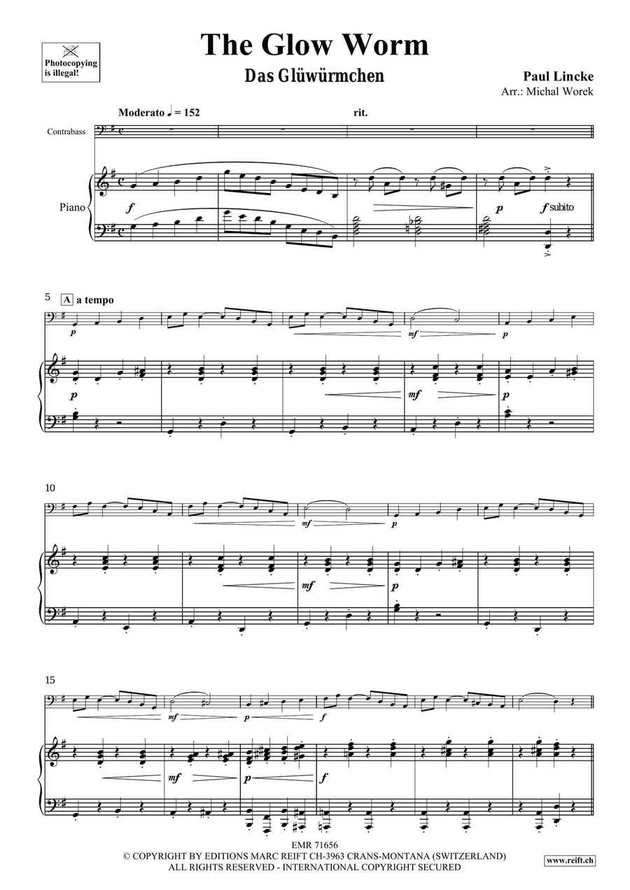 The Glow Worm The Glow Worm Double Bass scores gallery preview page 4