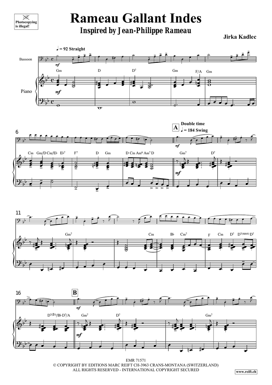 Rameau Gallant Indes Bassoon Solo scores gallery preview page 5