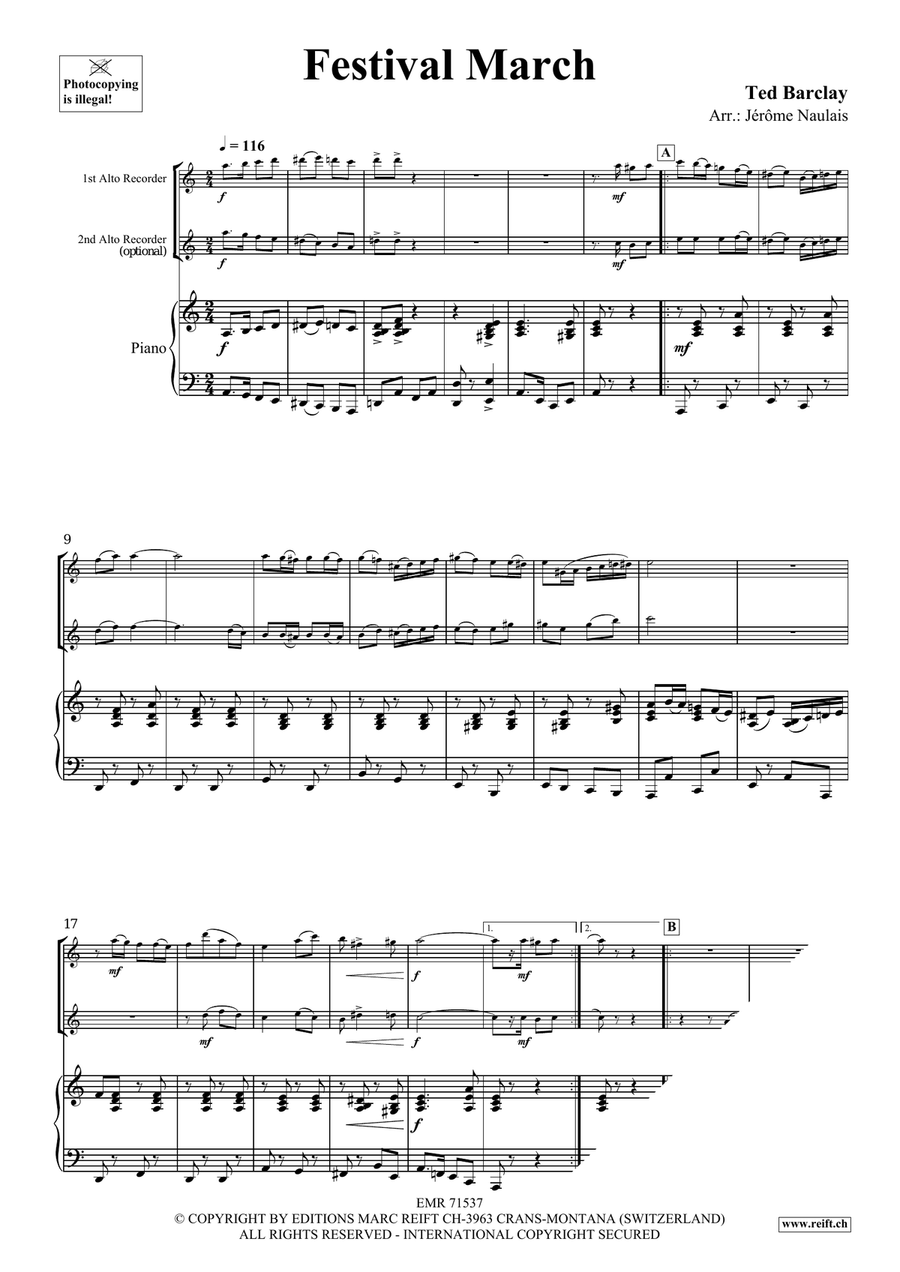 Festival March Festival March Alto Recorder scores gallery preview page 4