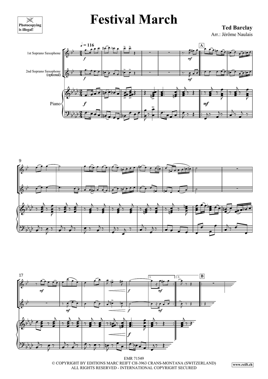 Festival March Festival March Soprano Saxophone scores gallery preview page 4