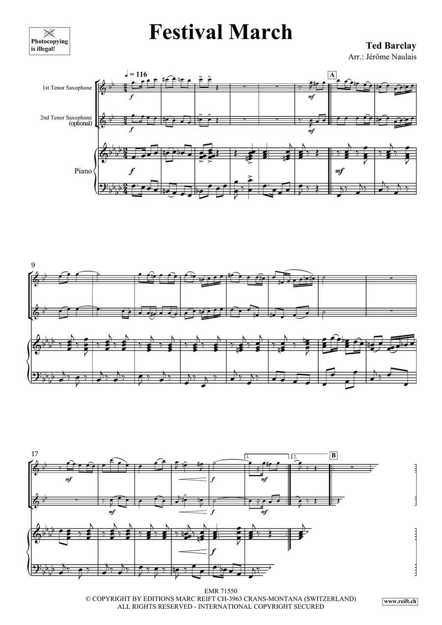 Festival March Festival March Tenor Saxophone scores gallery preview page 4