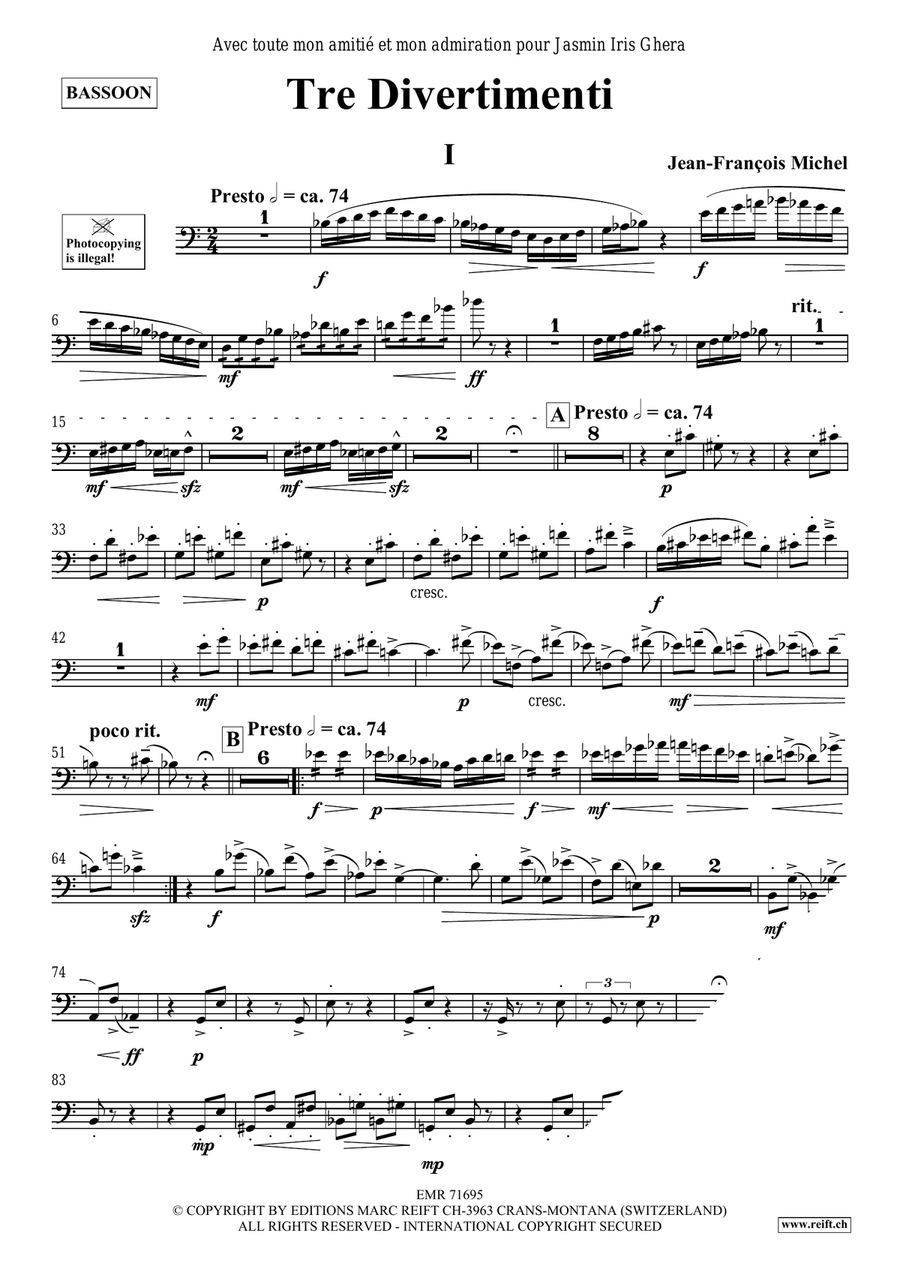 Tre Divertimenti Tre Divertimenti Bassoon Solo scores gallery preview page 5