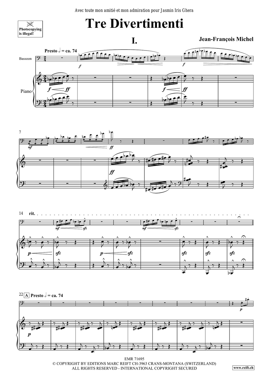 Tre Divertimenti Tre Divertimenti Bassoon Solo scores gallery preview page 6