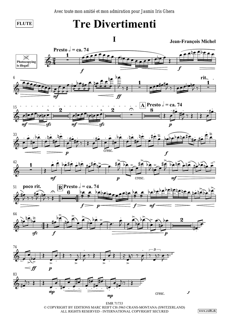 Tre Divertimenti Tre Divertimenti Flute Solo scores gallery preview page 5