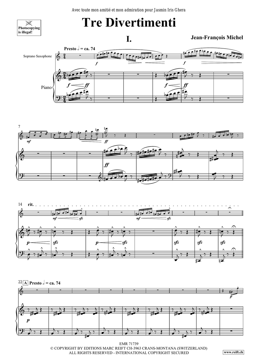 Tre Divertimenti Soprano Saxophone scores gallery preview page 6