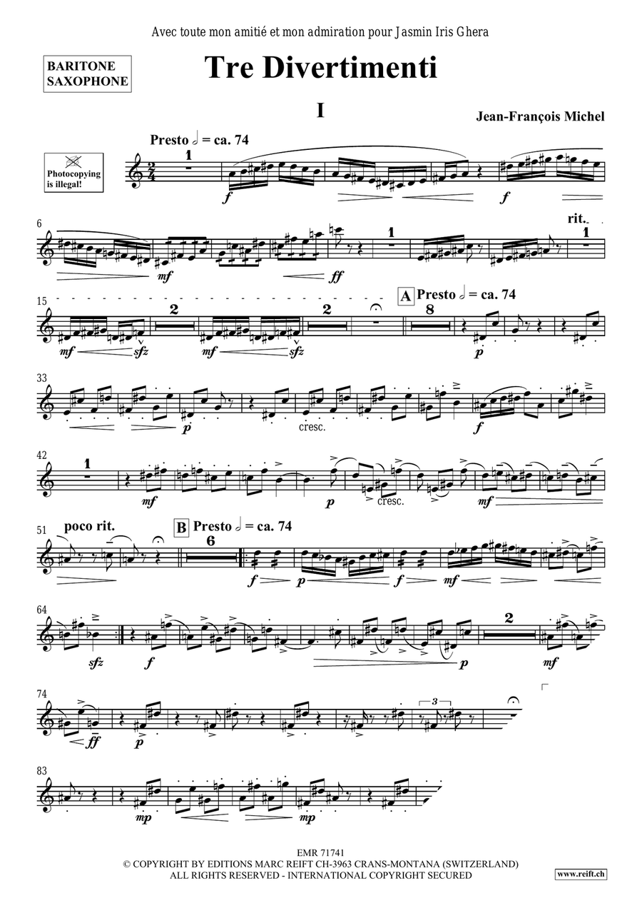 Tre Divertimenti Tre Divertimenti Baritone Saxophone scores gallery preview page 5