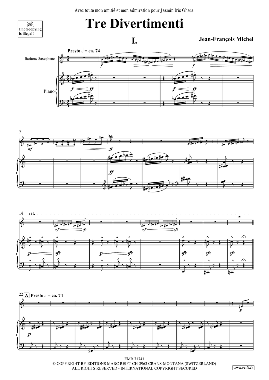 Tre Divertimenti Tre Divertimenti Baritone Saxophone scores gallery preview page 6