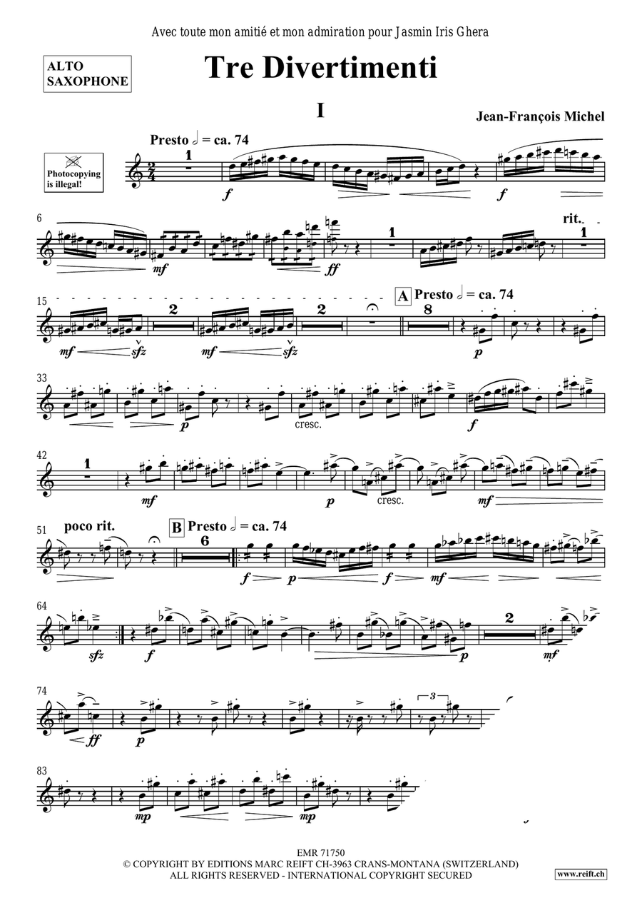 Tre Divertimenti Tre Divertimenti Alto Saxophone scores gallery preview page 5