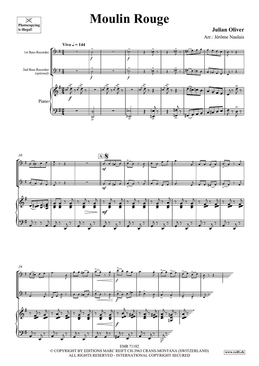 Moulin Rouge Moulin Rouge Bass Recorder scores gallery preview page 3