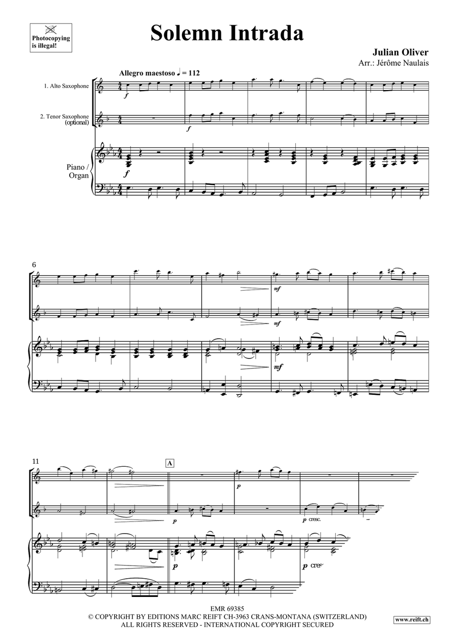 Solemn Intrada Solemn Intrada Tenor Saxophone scores gallery preview page 3