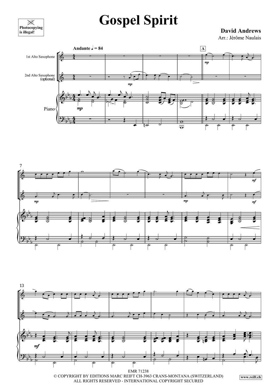 Gospel Spirit Gospel Spirit Alto Saxophone scores gallery preview page 3