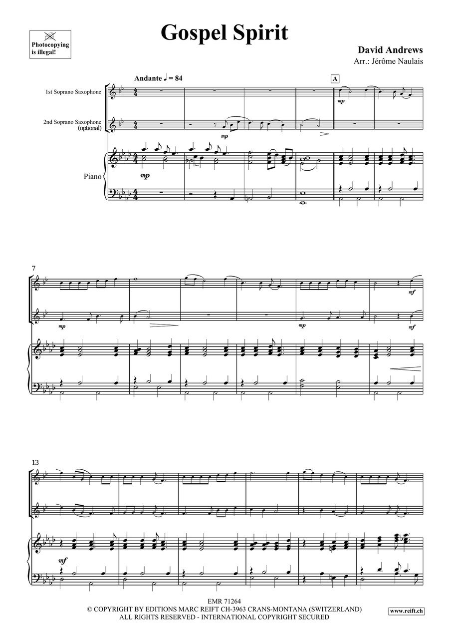 Gospel Spirit Gospel Spirit Soprano Saxophone scores gallery preview page 3