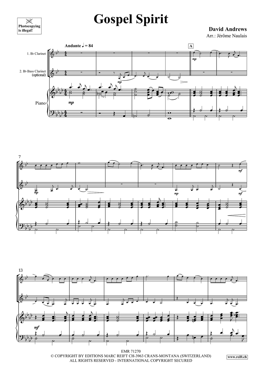 Gospel Spirit Gospel Spirit Bass Clarinet scores gallery preview page 3