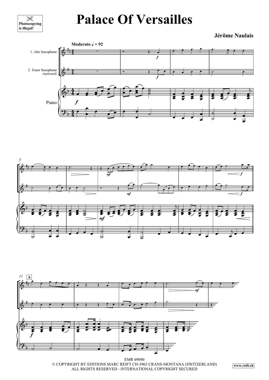 Palace Of Versailles Palace Of Versailles Tenor Saxophone scores gallery preview page 4