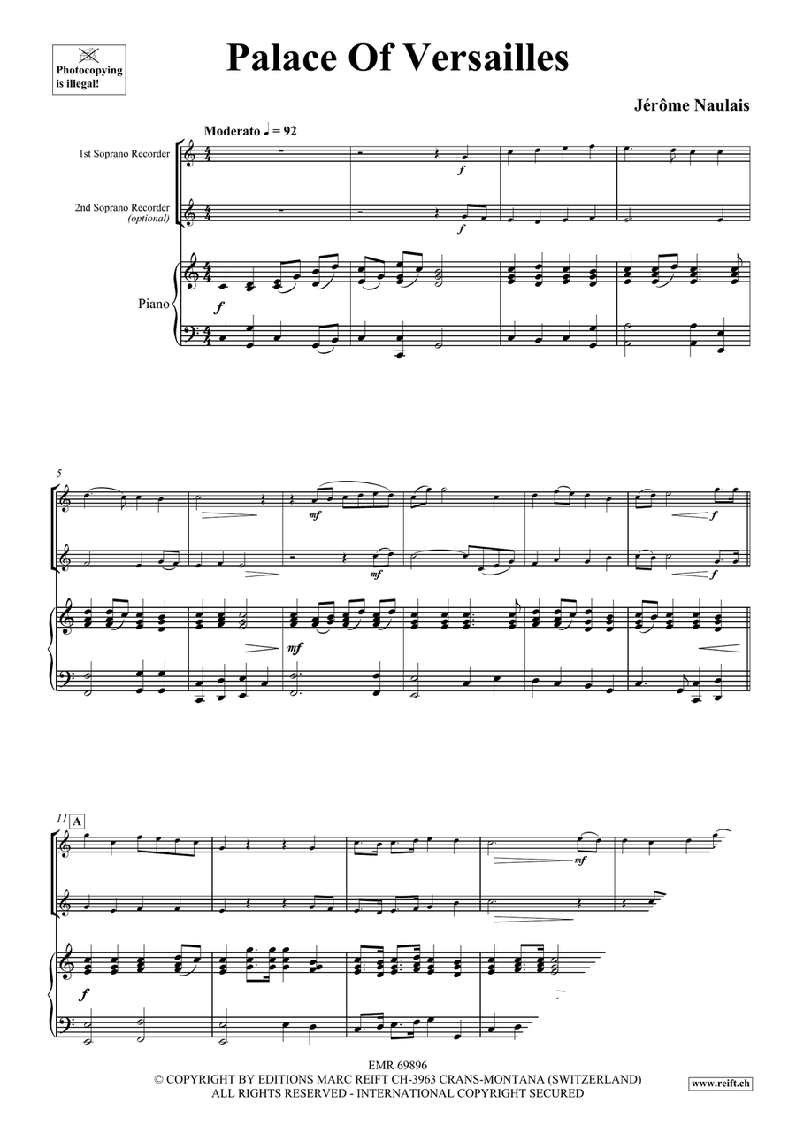 Palace Of Versailles Palace Of Versailles Soprano Recorder scores gallery preview page 4
