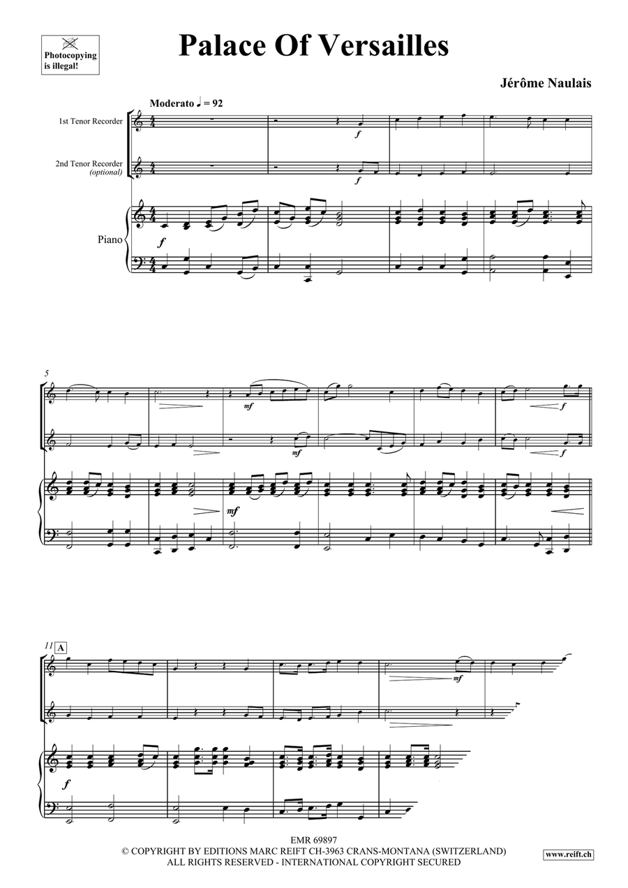 Palace Of Versailles Palace Of Versailles Tenor Recorder scores gallery preview page 4