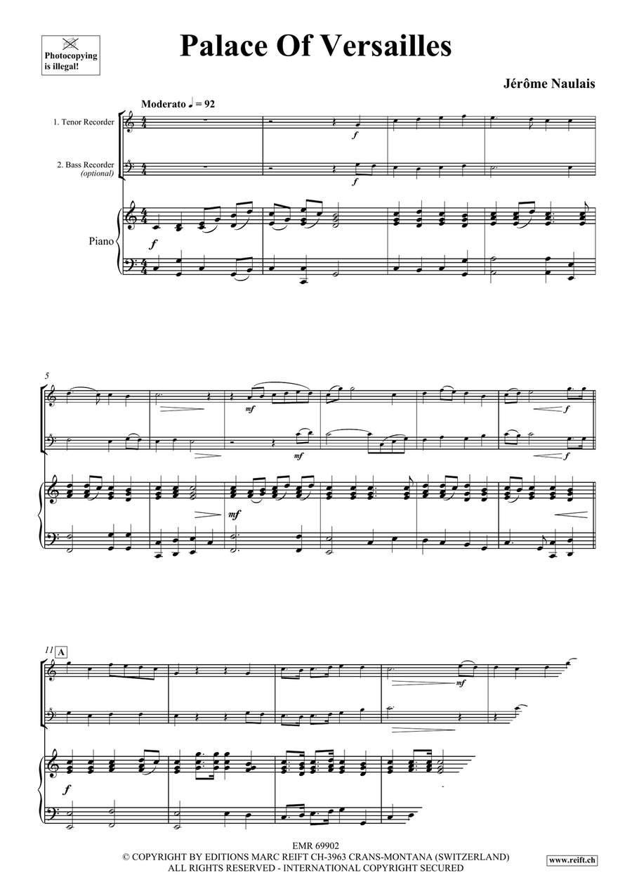 Palace Of Versailles Palace Of Versailles Tenor Recorder scores gallery preview page 4